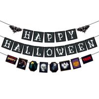 Happy Halloween Banner Decor 2023 Spooky Halloween Party Window Banners Flags with Spice Signs Halloween Party Supplies for Pub Apartment Store Home Decorations popular