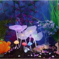 Creative 1pc Aquariums Accessories Artificial Coral Reef Glowing Lotus Leaf Mushroom luminous Stones Fish Tank Decoration