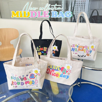 Justbehappy - Tote Bag Middle size - กระเป๋าผ้าไซซ์ใหม่ล่าสุด