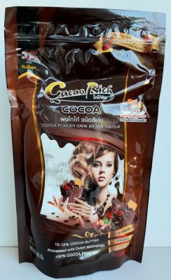 ผงโกโก้ ชนิดสีเข้ม ตรา โกโก้ริช (Cocoa Rich) ไขมัน 10 - 12% น้ำหนัก 500 กรัม รสชาติเข้มข้น ละลายง่าย ผลิตภัณฑ์คุณภาพ จากเมล็ดโกโก้แอฟริกา