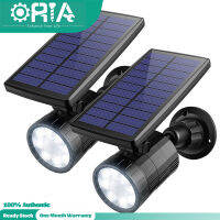 ORIA ไฟสปอตไลท์ตกแต่งโซล่าเซลล์2ชิ้น,ไฟเซนเซอร์ตรวจจับการเคลื่อนไหวไฟภูมิทัศน์ LED 8ดวงใช้กลางแจ้งมี4โหมดกันน้ำได้สำหรับชานบ้านสวนถนนส่วนบุคคล