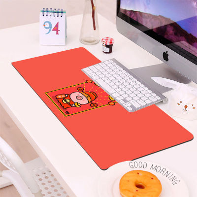 ผ้าปูโต๊ะสีแดงสีแดงแผ่นรองเมาส์สไตล์ข้อความเทศกาลแป้นพิมพ์คอมพิวเตอร์ Jinbao ขนาดใหญ่แผ่นรองโต๊ะสำนักงาน