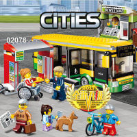 Compatible with Lego Ace 82053 City Series 60154 Bus Stop Children Assembled Building Block Toys 02078