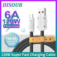 DISOUR 1/1.5/2เมตร6A 120วัตต์สายชาร์จเร็วสุดๆ USB ไปยัง Type-C Micro-สายต่อ USB ซิลิโคนเหลวสายชาร์จข้อมูลหนาสำหรับ Xiaomi แอนดรอยด์ Huawei OPPO VIVO สามารถใส่ได้กับ iPhone