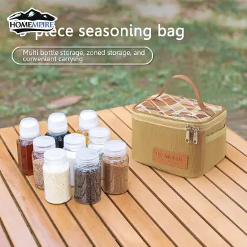 NOBANA 5pcs Spice Bottle Set Portable 40ml Mini Seasoning Box  Multifunctional with Storage Bag for Outdoor Camping BBQ Fishing