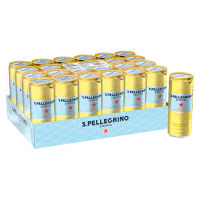 San Pellegrino Essenza Lemon &amp; Lemon Zest Flavoured Mineral Water 330 ml  24 กระป๋อง น้ำแร่อัดแก๊สธรรมชาติ รสมะนาว ซานเพลิกริโน่ ขนาด 330ml