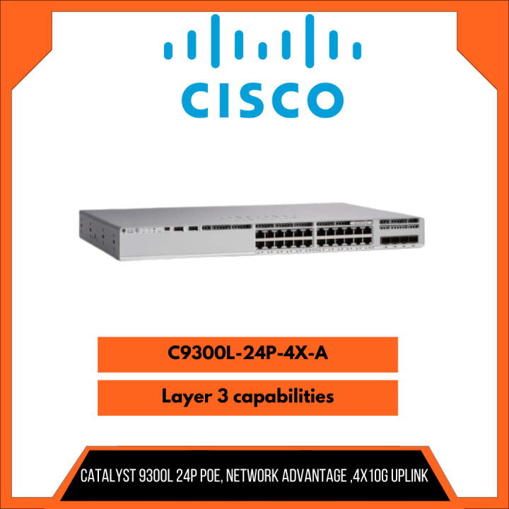 Cisco Catalyst 9300 Series Switch C9300L24P4XA Network Advantage 24