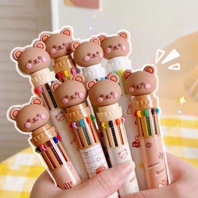 1pc Cute Cartoon Bear Ballpoint Pen Kawaii 10 Colors Gel Pen Student Marker Pen Korean Stationery for School Office Kids Gifts Pens