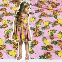 Pineapple Printed Polyester Fabric Cloth Fashion Womens Shirt Childrens Clothing Handmade DIY Fabric for Dress