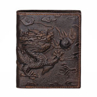 Leather 3D Embossing Dragon Cloud Totem Wallet,Vintage Short Wallet Personality Purse Simple Design Money Clip Wallet