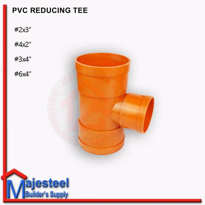 PVC Orange Sanitary Tee Reducer Pipe Fittings 6x4 (MAJESTEEL)hbE