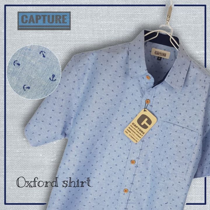 capture-shirt-เสื้อเชิ้ตผู้ชาย-แขนสั้น-คอปก-ผ้า-oxford-ลายสมอ-มีถึงอก-48-นิ้ว