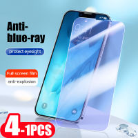 4-1Pcs Anti Blue Light Film for 11 Pro 12 13 Mini X XS Max XR 8 7 Plus SE 2020 6 6s Tempered Glass Phone Screen Protector