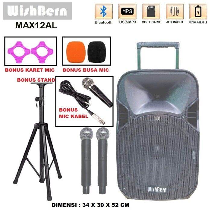 Speaker Portable 12 inch WishBern Max 12 AL USB Blutooth Lazada Indonesia