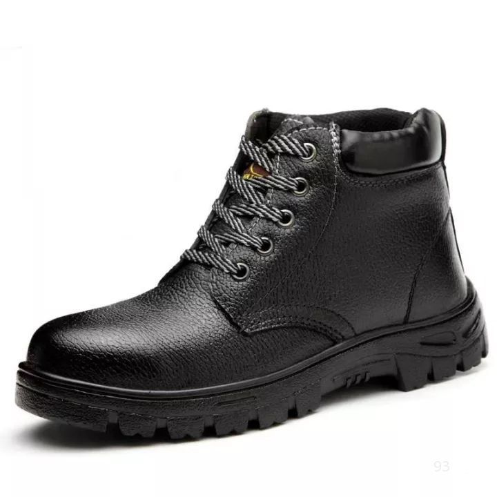 แบบใหม่มาแล้ว-เซฟตี้หัวเหล็ก-หนังแท้-pu-รองเท้าเซฟตี้สีดำส้นสูงผู้ชายรองเท้าเชฟหัวเหล็กรองเท้าทำงานกลางแจ้ง-safety-shoes