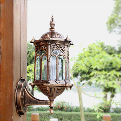 Aluminium Wall Lamp Garden Lantern Sconce E27 Outdoor Waterproof Light Exterior Fixture Lampu Dinding Antik Glass Shadelighting
