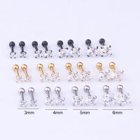 1ชิ้นสแตนเลสใสคริสตัลเพทาย Tragus เจาะสีดำทองเหล็กเครื่องประดับร่างกายหูเจาะหูกระดูกอ่อนหูต่างหู