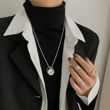 Accessories Korean Style Choker Men Sweater Chain Double Ring