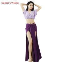 hot【DT】 Belly Short sleeves top split women belly dancing Practice Dancing Performance suit