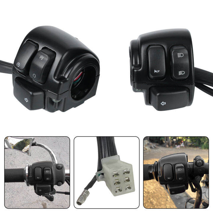 Turn Signal Switch Button Motorcycle Handlebar Control Switches 1";25mm With Wiring Harness