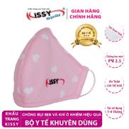 Khẩu trang Kissy người lớn chống bụi mịn mẫu size M hồng trái tim trắng