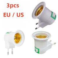 3PCS E27 ไฟ LED ซ็อกเก็ตสีขาวโคมไฟ EU Plug/US ปลั๊กผู้ถืออะแดปเตอร์แปลง/ปิดสำหรับหลอดไฟ-zakua