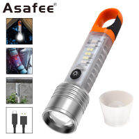 Asafee S21pro XHP50/Laser LED EDC Mini Flashlight 1000M Range Telescopic Zoom Torch Rechargebale Built-in Battery Lamp Magnetic Bottom IPX4 Waterproof Metal Hook Keychain