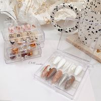 Fake Nail Organizer Display Storage Box Case with Lid Clear Plastic Empty False Nail Container for Nails Art Decoration Accessor