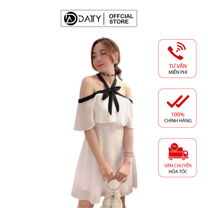 DATY - ĐẦM XÒE CỔ YẾM RỚT VAI XINH XẮN | Lazada.vn