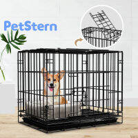 PetStern? กรงสัตว์เลี้ยง กรงแมว กรงสุนัข กรงกระต่าย กรงหมาพับได้ กรงสุนัขพับได้ สามารถเปิดได้ฝาบน มีถาด สีดำ ขนาด 60*42*50 CM