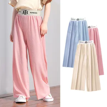 Summer Pleated Silk Wide Leg Pants Loose Casual Trousers High