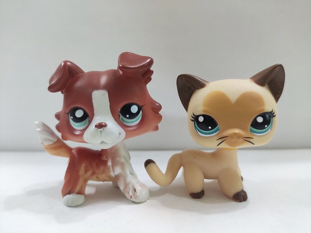 2pcs/lot Littlest Pet Shop LPS#272#1542 collie dog kid toy 
