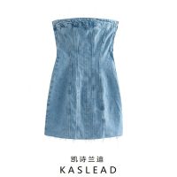 KASLEAD new womens clothing in Europe and the wind brought a word shoulder cultivate ones morality cowboy dress 9213202 406 ❤