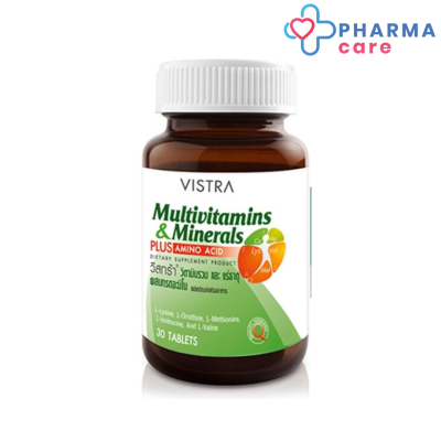 VISTRA Multivitamins &amp; Minerals Amino - วิสทร้า มัลติวิตามินและมิเนอรัล(30 เม็ด)  [Pharmacare]