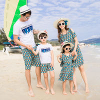 Family Matching Outfits Mom Daughter Dress summer Fashion print T-shirt+shorts Outfits for Father Son Baby Boy Girl