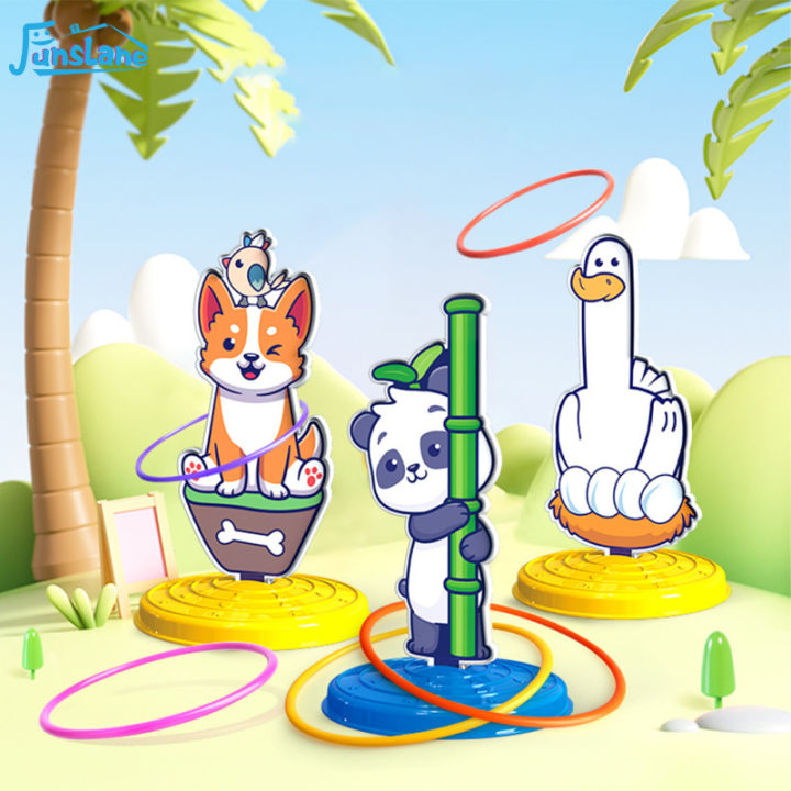 FunsLane Children Ring Tossing Game Set Cartoon Animal Throwing Ring ...