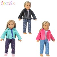 3 Colors Leather Clothes Set For 43cm New Born Baby Doll Clothes Out Fit For 18 Inch American Doll And Russia DIYOG Girl Doll