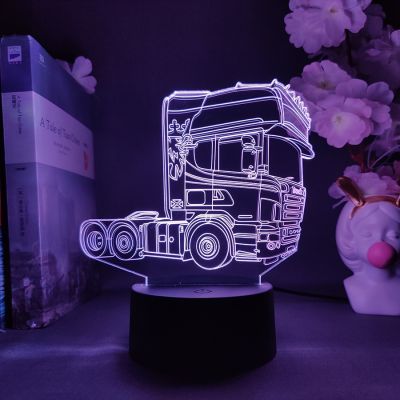 3D Illusion Night Light Cool Truck Head Anime for Bedroom Decor Cute Birthday Colorful Gift LED Lamp Manga Kid Love Present