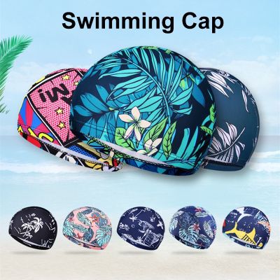 【CW】 New Cap Men Elasticity Color Printing Swim Pool Size Adult Hat Turban