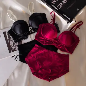 Buy online Red Satin Bra And Panty Set from lingerie for Women by