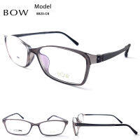 กรอบแว่นตา BOW รุ่น 8823-C6 เต็มกรอบสีเทาใส น้ำหนักเบา ใส่สบาย Vintage (บริการตัดแว่นสายตาราคาถูก)