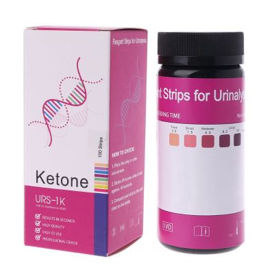 100 Strips/Set Ketone Test Strips Urine Test Reagent Strip Anti-VC Test-Atkins Diet Weight Loss Analyze Analysis Urinary URS-1K 100 แถบ การวิเคราะห์ปัสสาวะกระดาษทดสอบสุขภาพการกิน