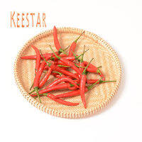 Keestar ผลไม้และผักถาดทอด้วยมือทำจากไม้ไผ่ตะกร้าใส่ของถักจากใม้ไผ่ส้นแบน