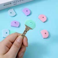 10pcs Silicone Elastic Key Cover Keychain Hollow Soft Key Locks Cover Waterproof Keys Cap Pendant Identification Protect Keyring Key Chains