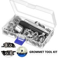 Grommet 100ชุด Grommet ชุดเครื่องมือ Grommet เครื่องมือ1/2นิ้ว Grommets ตาไก่เครื่องมือติดตั้ง &amp; เคสใส่ของสำหรับผ้า Tarps ผ้าใบผ้าม่านเสื้อผ้าหนังตาไก่