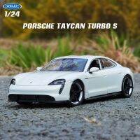 รถโลหะผสมสไตล์ Porsche Taycan เทอร์โบ S สไตล์ร้อนแรงตกแต่งจำลองการหล่อของขวัญของสะสมโมเดลของเล่นเด็ก