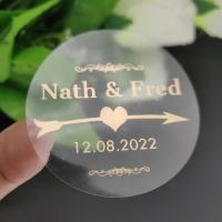 50PCS Gold Transparent Labels Custom handmade party Wedding Favor Stickers  Personalized gifts bag labels 5CM Stickers Labels