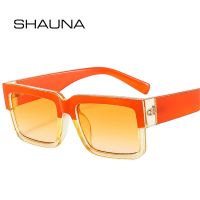 ✔✲☄ SHAUNA Retro Square Sunglasses Women Fashion Double Color Gradient Shades UV400 Men Trending Orange Green Sun Glasses