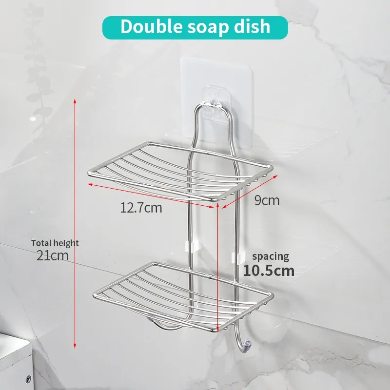 Soap Dish With Drain,4Pcs Soap Dish Keep Soap Dry, For Kitchen, Bathroom  And Shower Room.3 Colors,Wall Mounted Adhesive Soap Tray -No Nail No  Drilling