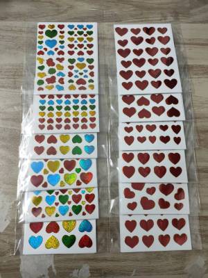 สติกเกอร์ เลเซอร์ ฟอยล์ รูปหัวใจ สีสันสดใส คละแบบ ราคาถูกที่สุด ตกแต่งการ์ด DIY Sticker สติ๊กเกอร์ ของชำร่วย